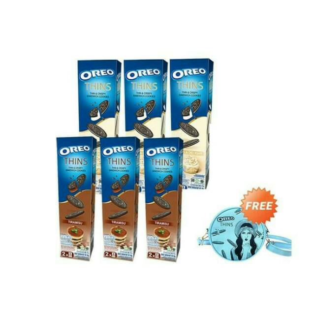 Buy 6 - Oreo Thins Biskuit [3 Tiramisu/3 Vanilla/95 gr] Free Sling Bag