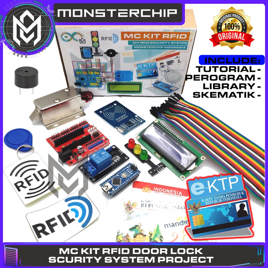 MC KIT RFID ARDUINO SMART SCURITY SYSTEM E-KTP E-TOL E-SIM DOOR LOCK