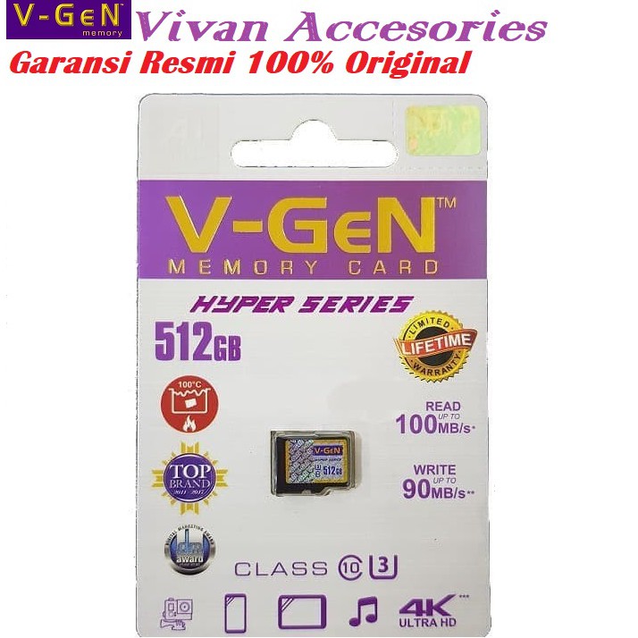 MicroSD V-GeN Hyper 512GB Class 10 Memory Card Micro SD VGEN 512 GB NA