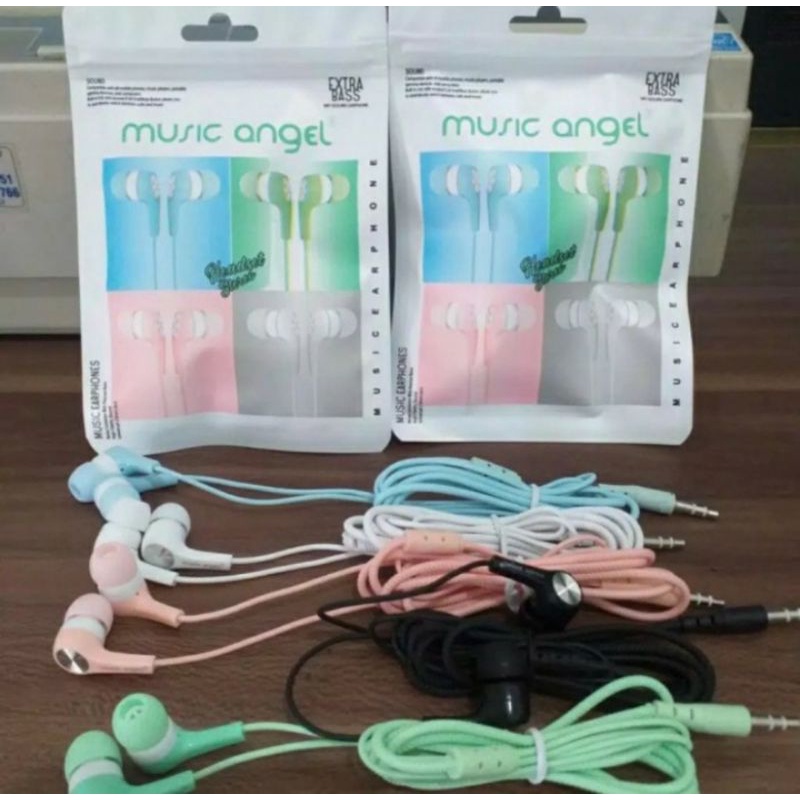 EARPHONE MACARON MUSIC ANGEL HEADSET MUSIK ANGEL MACARON WARNA HF MACARON MUSIC ANGEL