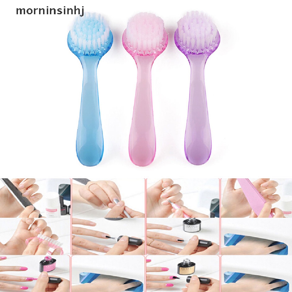 Mornin 1pc Brush Nail Art Uv Pembersih Debu Kepala Bulat