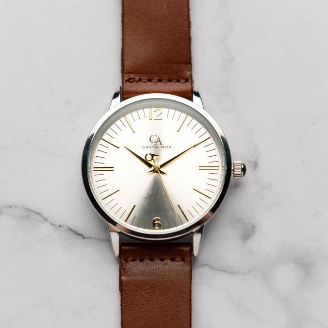 Jam Tangan Pria Christyan Arden THEO CA3205-Silver-Brown Strap