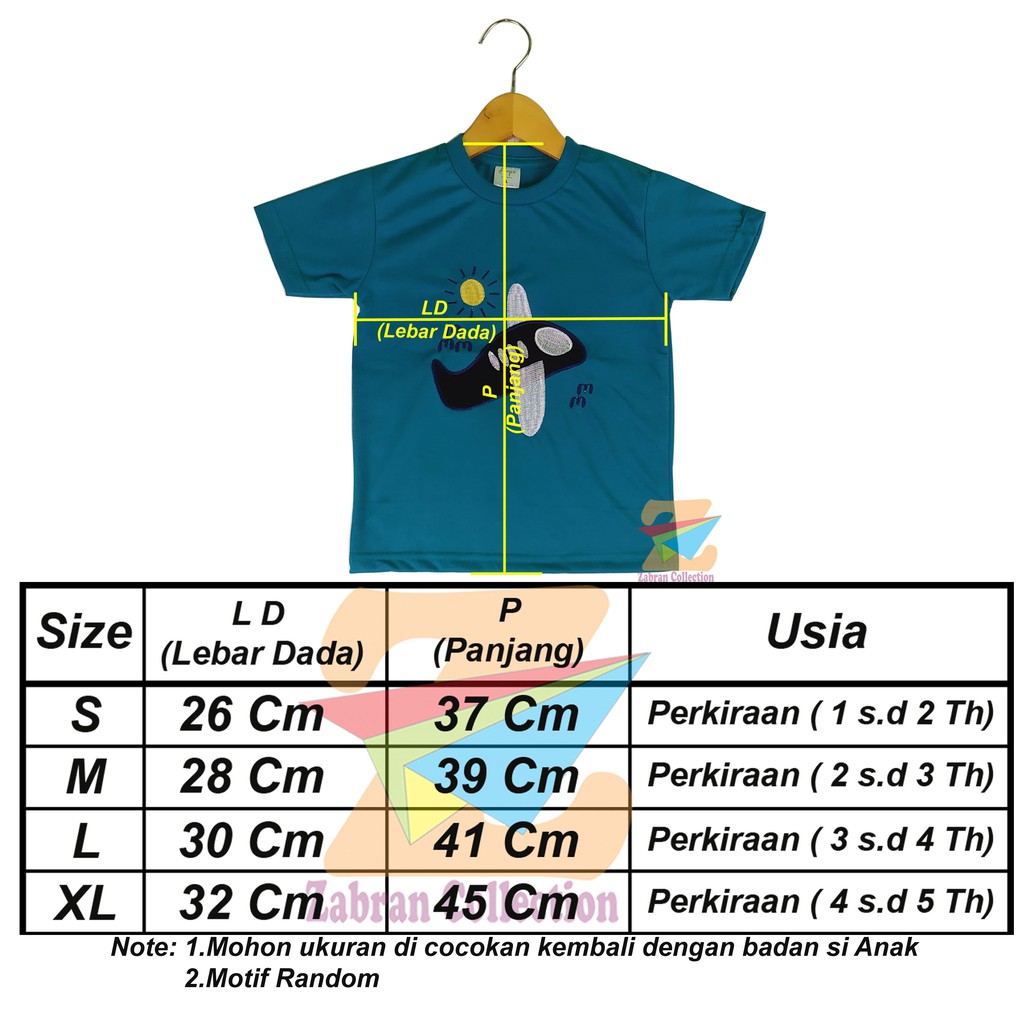 Zabran -  Pilih Warna Kaos Anak Cowok Bordir 1 Sampai 5 Tahun
