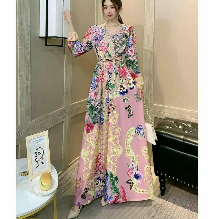 94430 Baju maxi dress pesta wanita import baju maxidress dress pesta gaun hitam cewek import putih