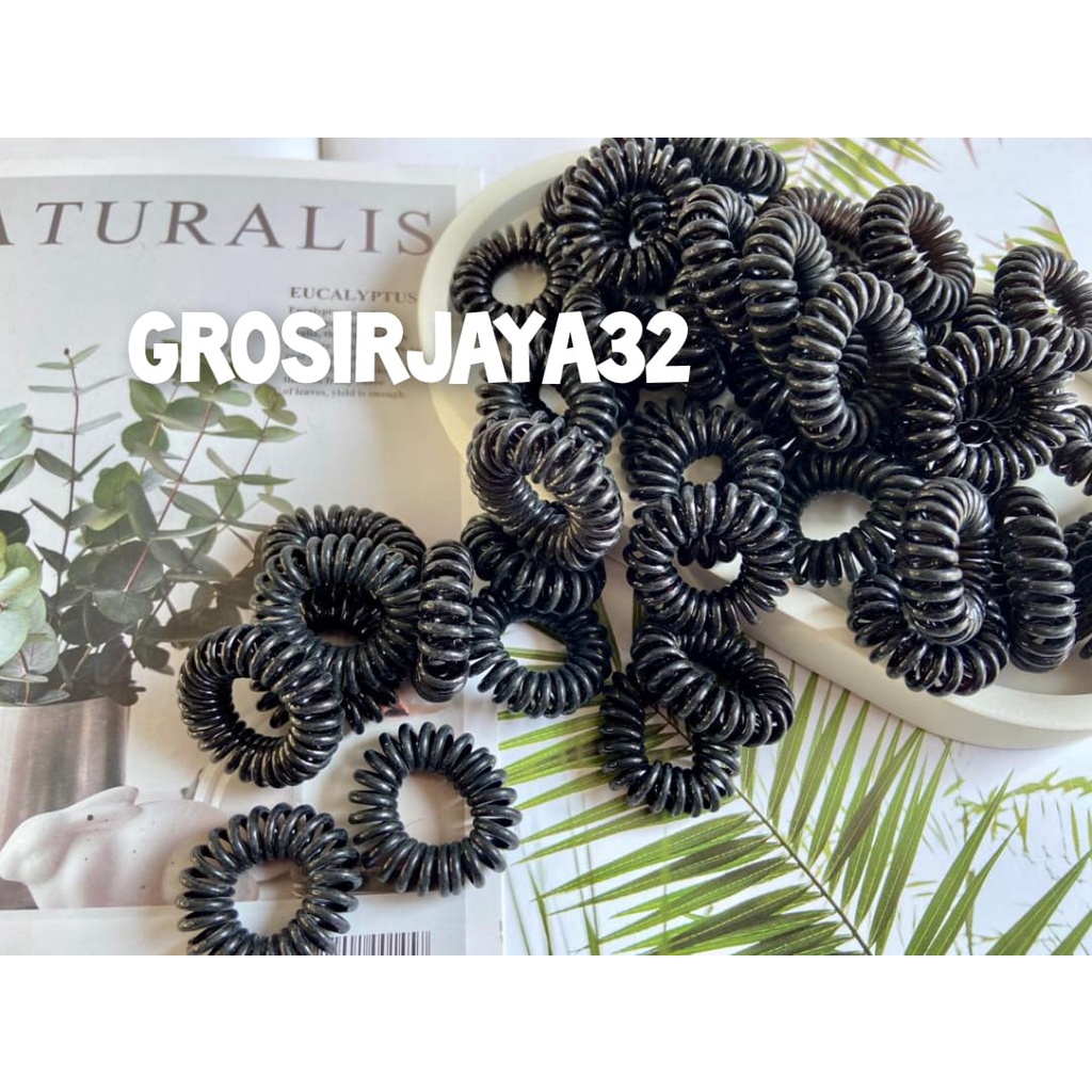 Satuan per Biji Ikat Rambut mini korea Ikat Rambut Spiral HITAM / Kabel telfon GROSIRJAYA32