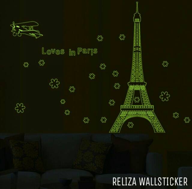 RELIZA Wall sticker 60X90 Glow In Dark Paris Menara EIFFEL Stiker Dinding ABQ9604