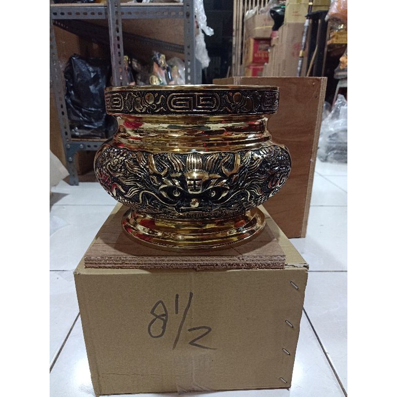 hio lo / hiolo - kuningan taiwan - 8.5 inch naga - tidak Kuping