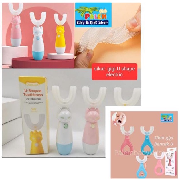 Sikat gigi anak Model U dan electric U shaped silicone terbaru BPA free