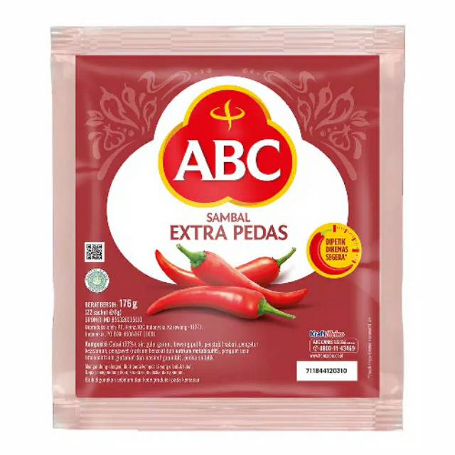 

ABC SAOS SAMBAL EXTRA PEDAS 22's x 8 gram - ABC Saus Sambal Sachet