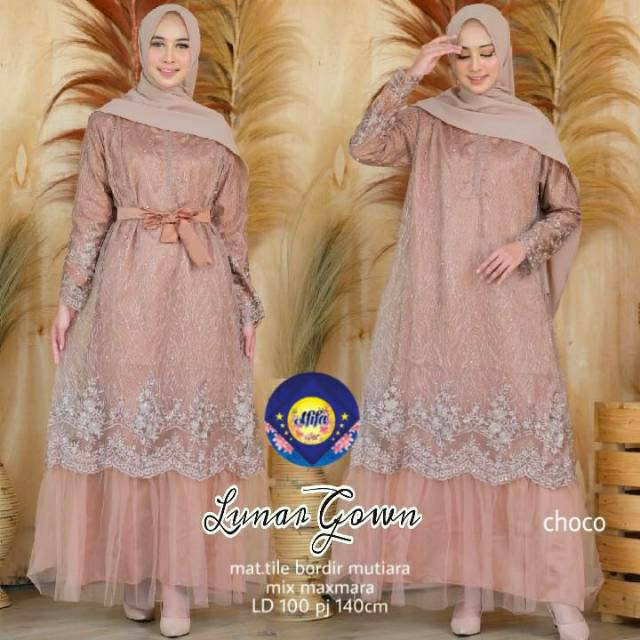 Termurah BEST SELLER ALODIA DRESS MAXI TILE BRIKAT BRUKAT BY ELSIRE BEST SELLER- Hanabi Dress Mosscr
