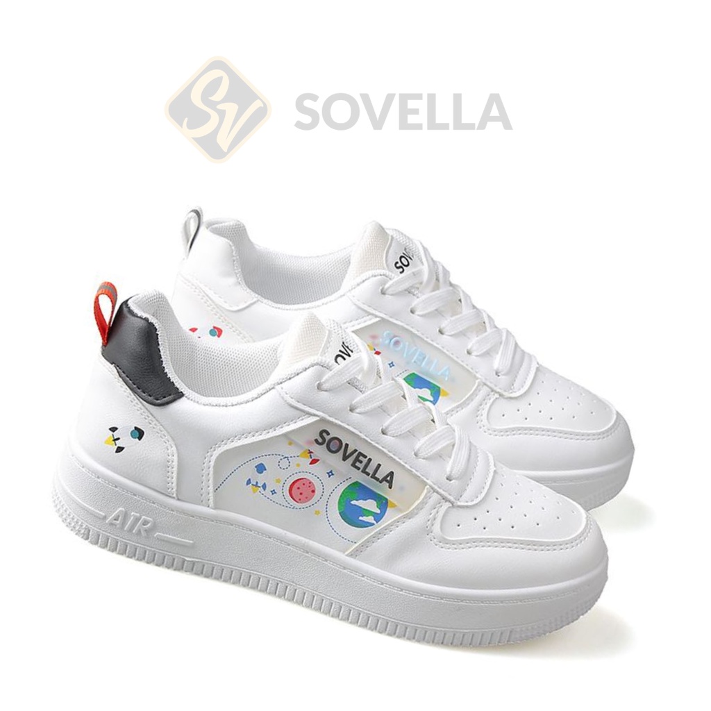 SOVELLA Laura Sepatu Sneakers Olahraga Simple Putih Polos Wanita Import-2