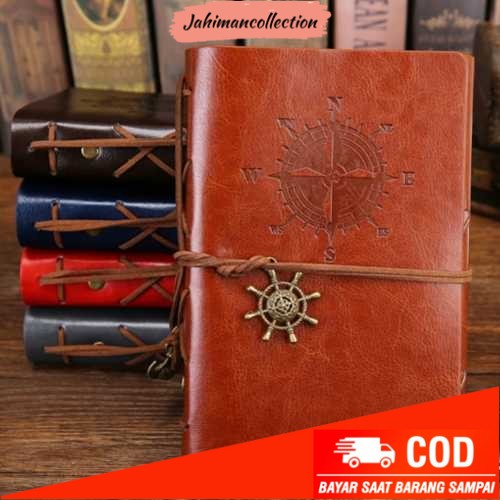 

✨ BISA COD ✨ Buku Binder Catatan Jurnal Harian Kulit Retro Compass Kertas A5 - Coklat