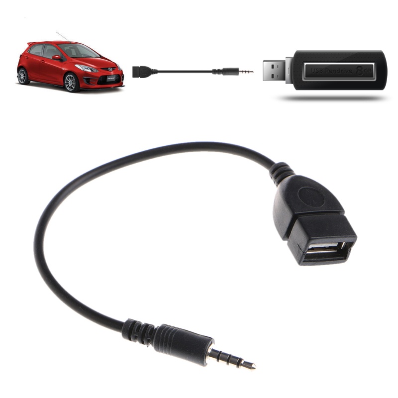 CRE  3.5mm Male Plug Jack To USB 2.0 Female Car Stereo AUX Audio Converter Adapter Cable