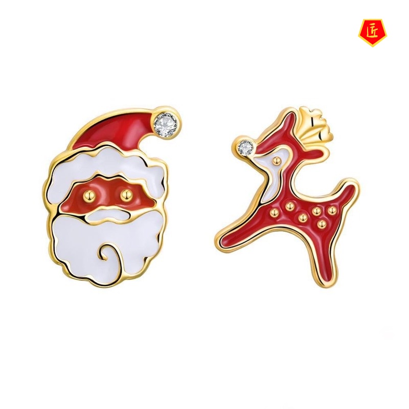 [Ready Stock]18K Gold Santa Claus Elk Irregular Earrings