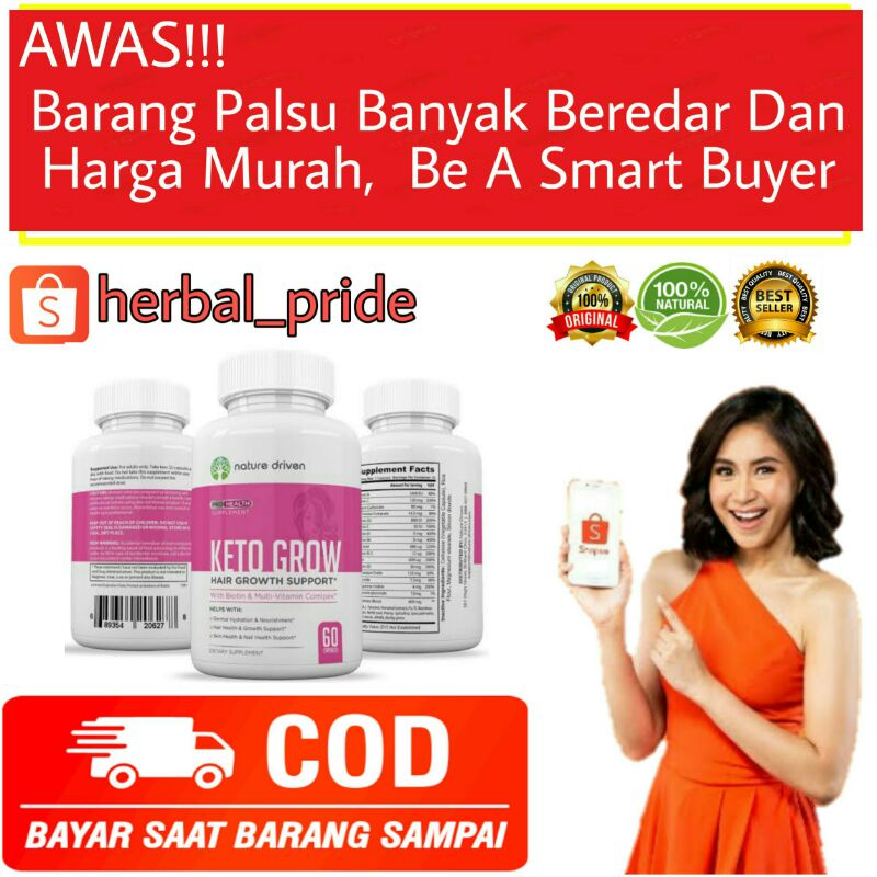 

Keto Grow Hair Growth Support Asli Suplement Rambut Rontok Herbal