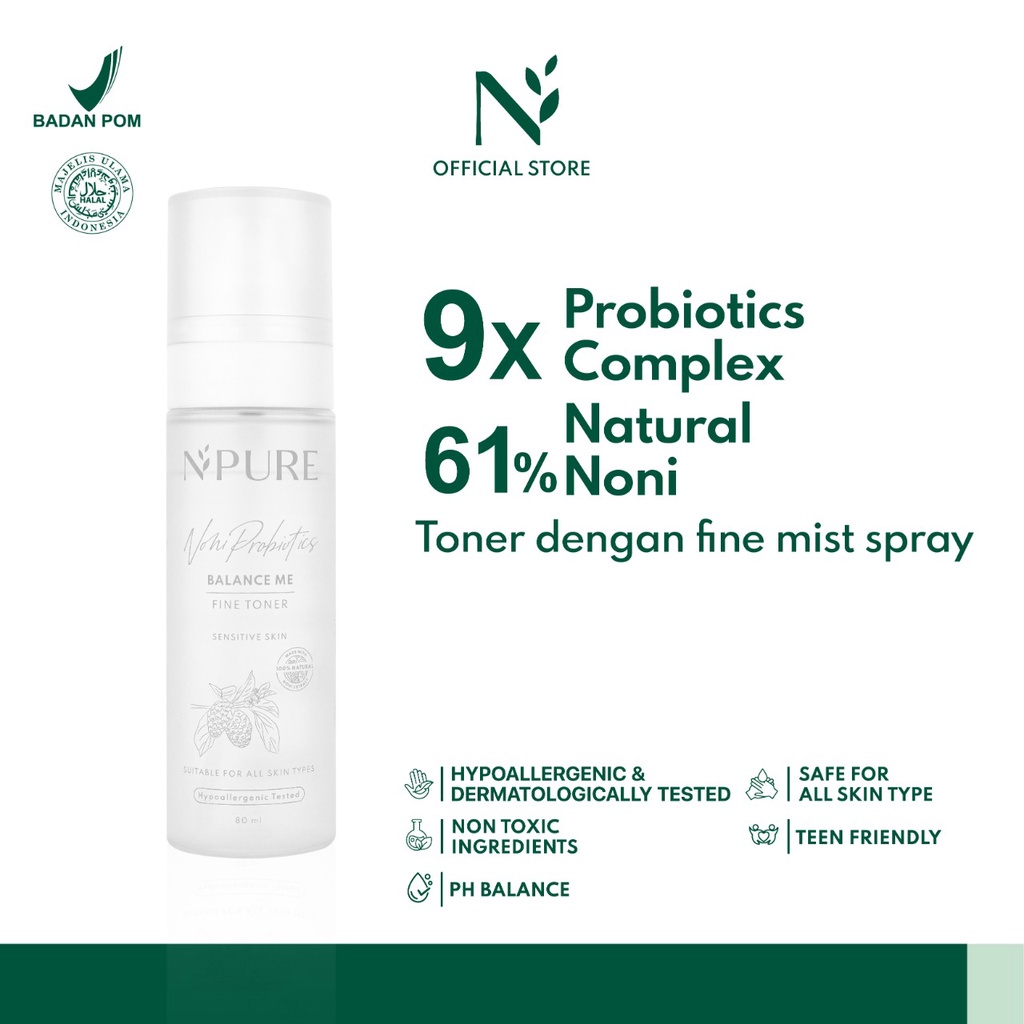 NPURE Noni Probiotics Series - Comfort Me Moisturizer / Cleans Me Face Wash / Balance Me Fine Toner / Calm Me Down Ampoule Original BPOM