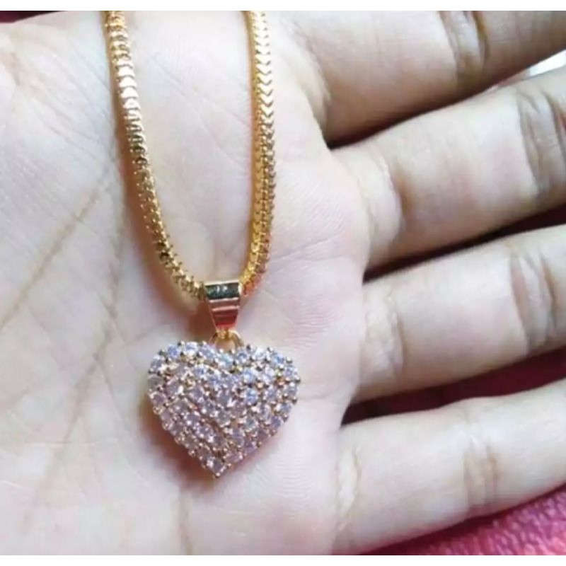 kalung milano kecil set liontin love perhiasan wanita fashion pengganti emas