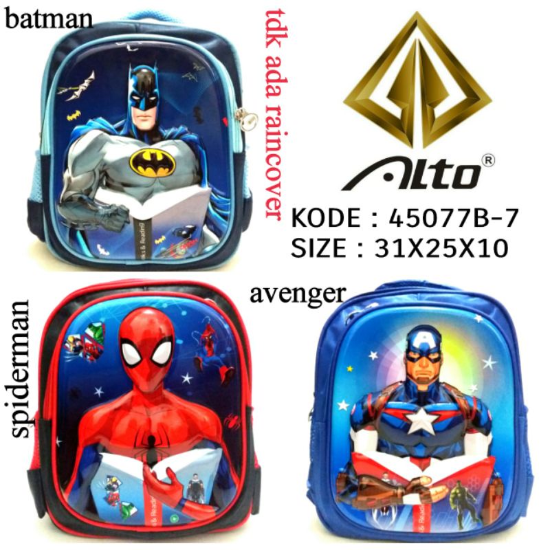 TAS RANSEL SEKOLAH ANAK COWOK PAUD ALTO  45077-7 Avenger Batman Spiderman TERMURAH