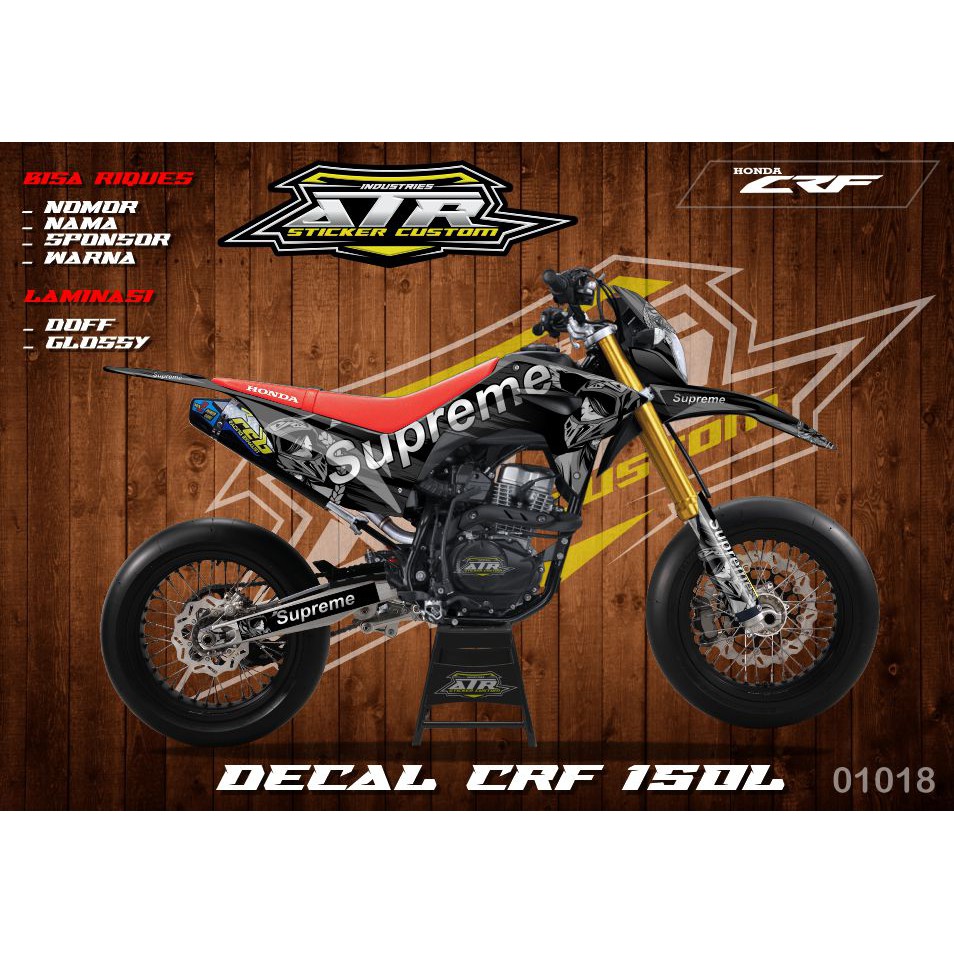 Decal Sticker CRF 150L Full Body_Stiker Dekal CRF 150L Motif Supermoto Supreme Kode 01018