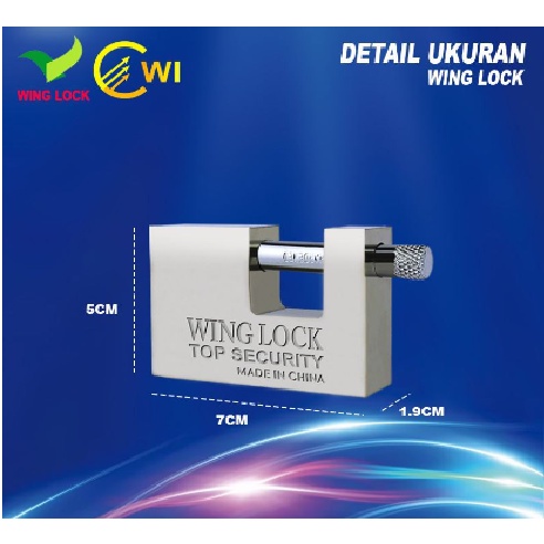 Gembok Pagar Winglock / Gembok Panser 70mm WL2070 Wing Lock