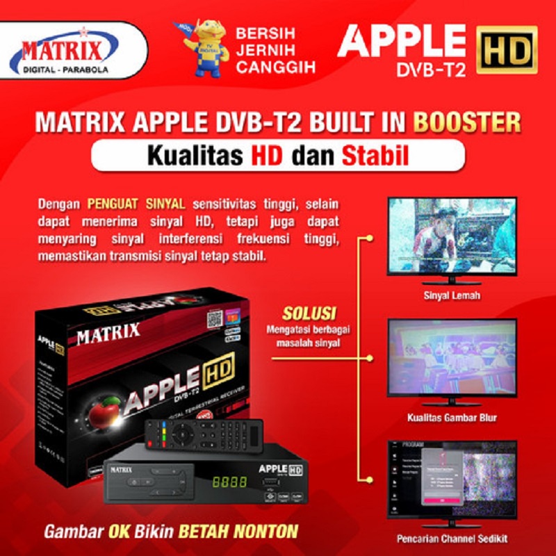 Set Top Box Tv Digital Matrix DVB T2 Apple HD EWS / set top box dvb t2 / set box tv digital / box tv digital / set top box tv tabung / stb dvb t2