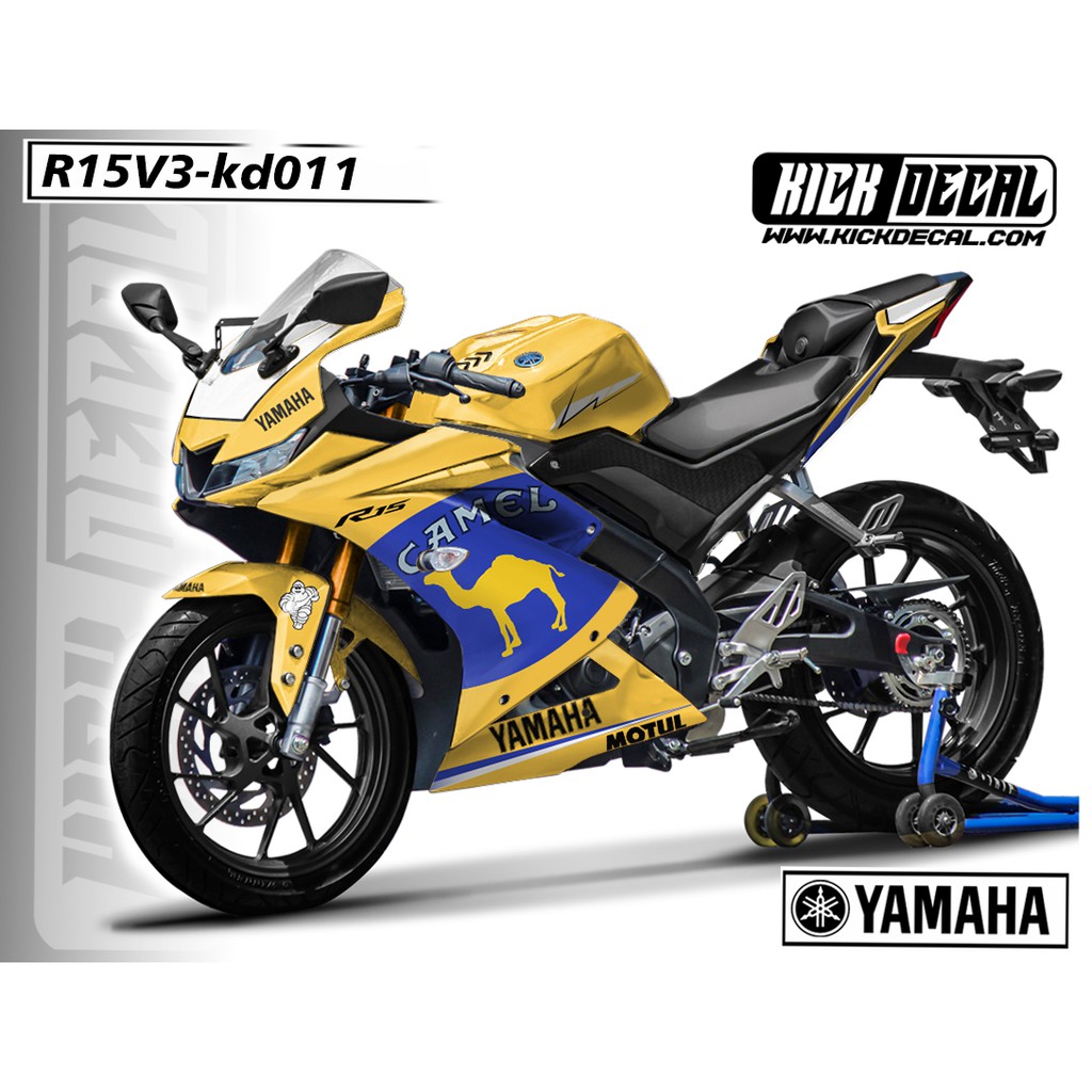 STICKER DECAL YAMAHA R15 V3 CAMEL KUNING BIRU - KD015