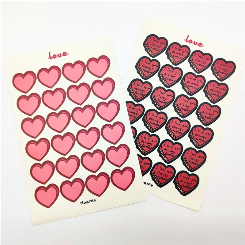 2 Pcs/set Korean Sweet Style Heart Cake Bear Pattern Waterproof Stickers for Cell Phone Decoration