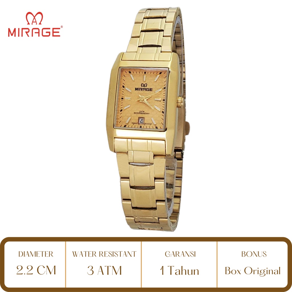 Mirage Watch Official Jam Tangan Wanita Mirage Gold 7715 BSP L