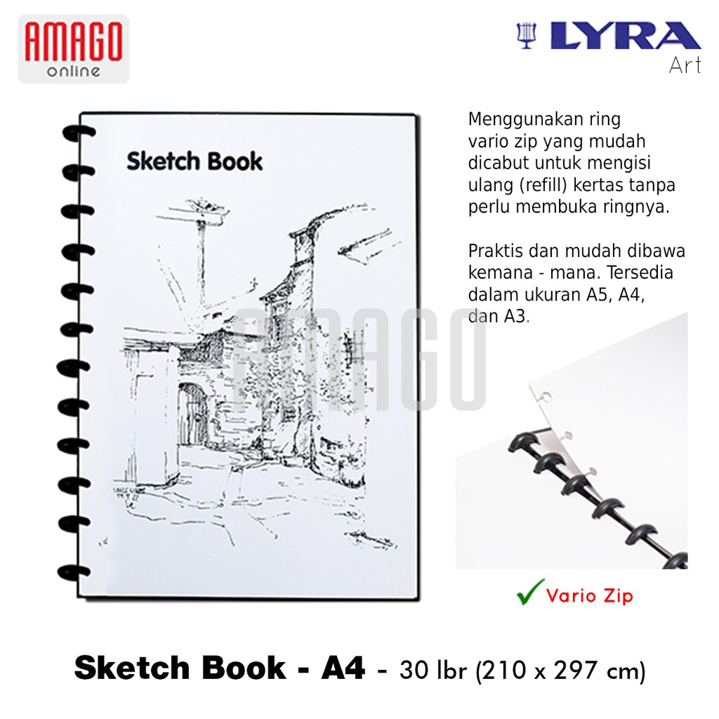 LYRA Sketch Book A4 30 Pages Sheets 150 Gsm Buku Sketsa Menggambar Kualitas Premium Professional 9210260