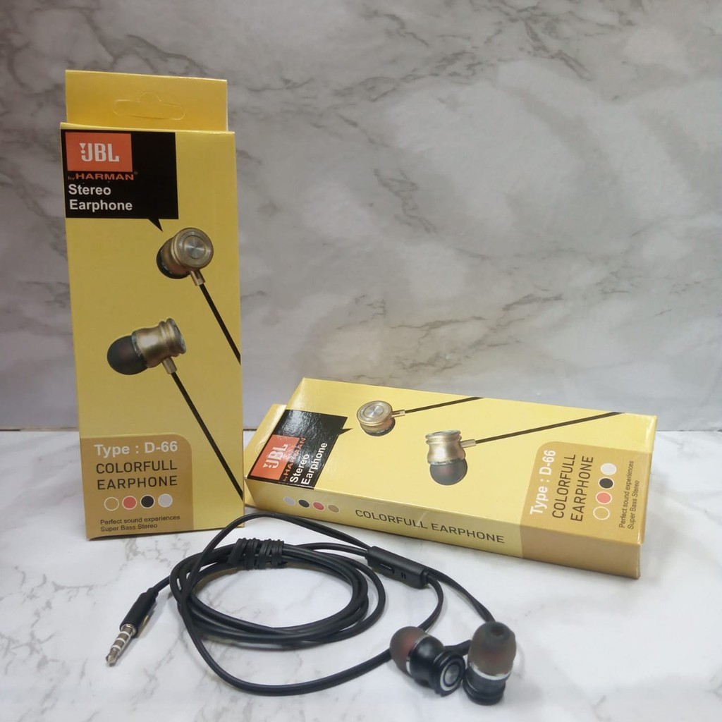 Headset earphone D66 extra bass bahan besi murah
