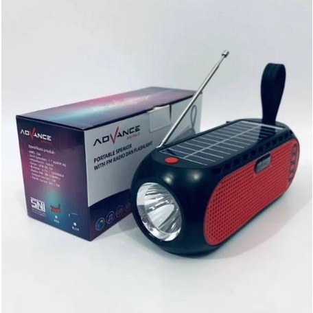 Radio Speaker Aktif Bluetooth Mp3 Usb Tenaga Surya Senter Led Advance