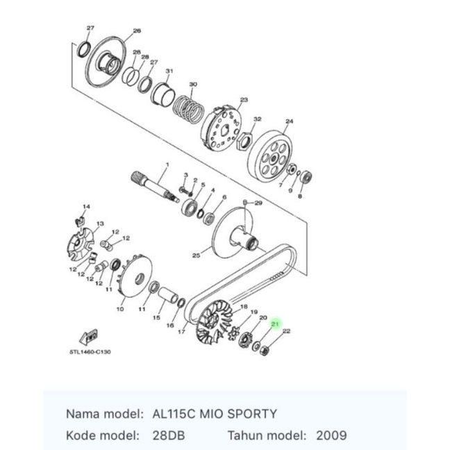 RING KIPAS PULLY PULI MIO SPORTY NOUVO Z MIO SOUL FINO KARBU ASLI ORI YAMAHA 90208 12050