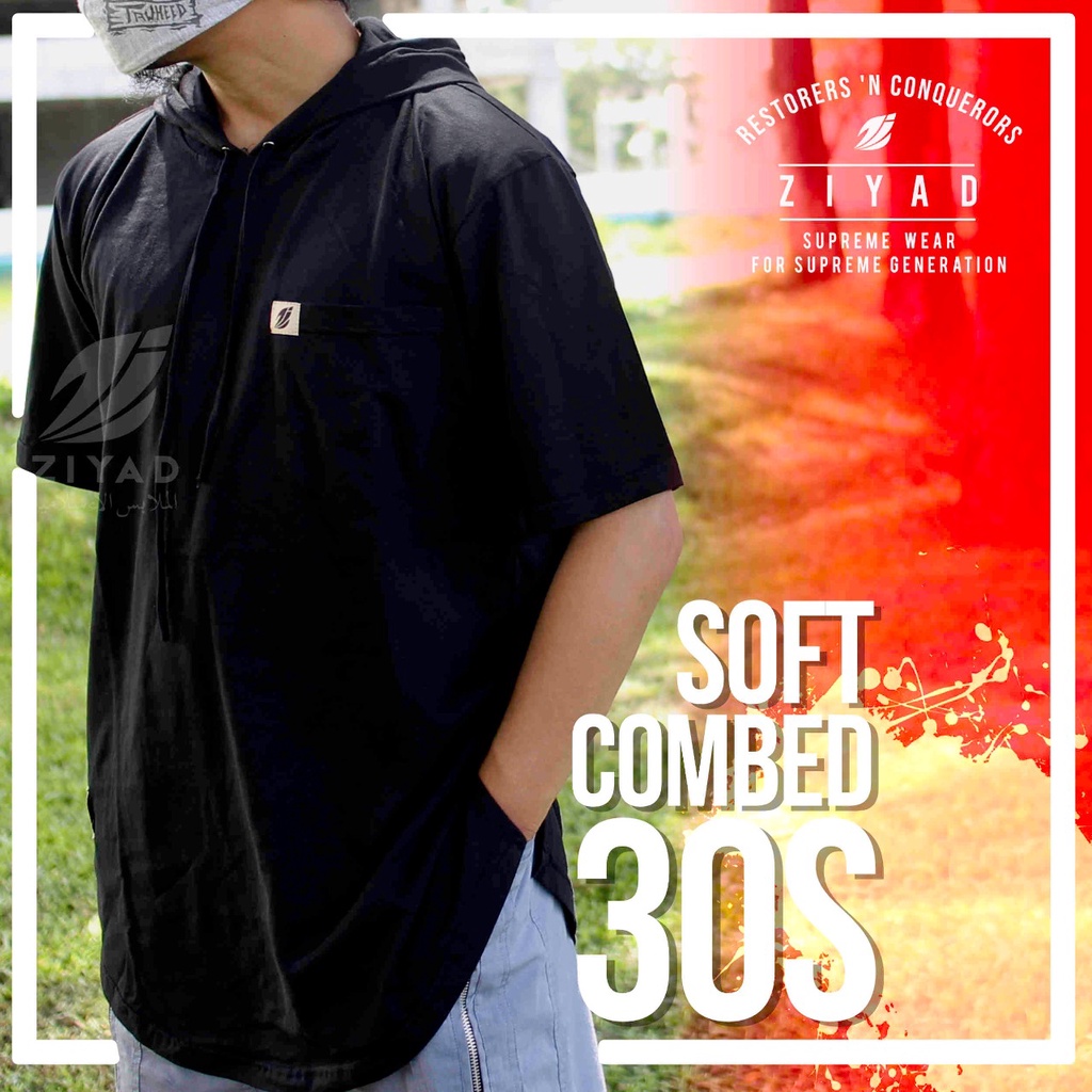 Kurta Kaos Pria Hoodie Katun Combed 30s Premium Kaos Kurta Pria Hitam