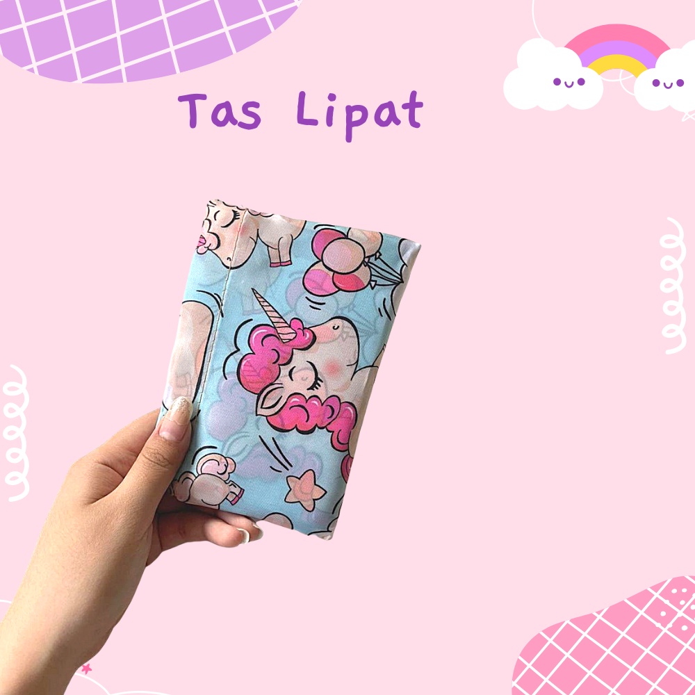 Tas Lipat Pergi Ramah Lingkungan Supermarket Unicorn Belanja Eco Bag Big Size Kantong Foldable