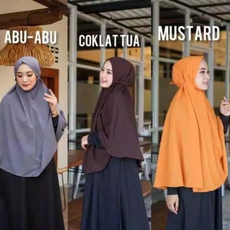 {BT.20Au22ᴾ} Jilbab Bergo Maryam Jumbo Non pet Tali Moscrepe (L)
