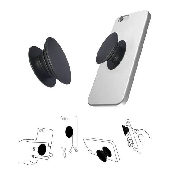 Popsocket Polos Hitam Putih Pop Socket Tempelan 3M Standing HP