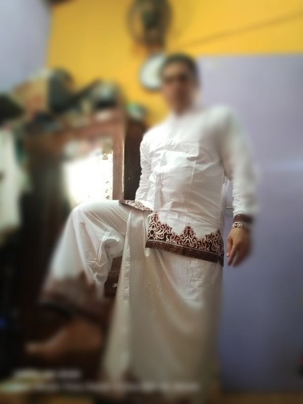 Batik Solo Modern Set Celana Sarung Dan Koko Tumpal Putih