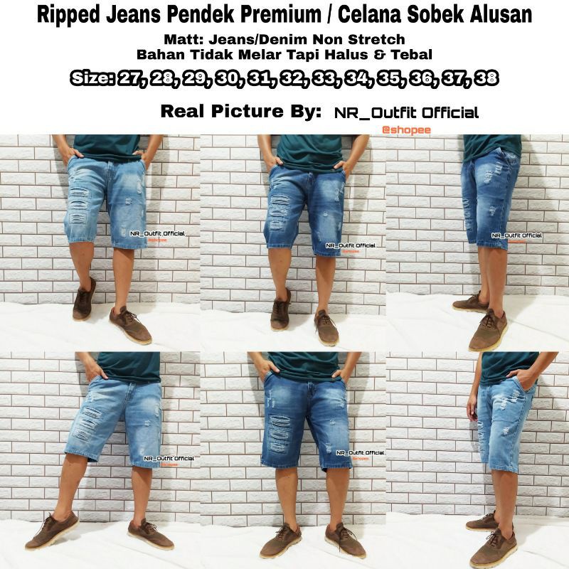 Celana Ripped Jeans Sobek Pendek Pria High Quality Distro Cowok 27-38