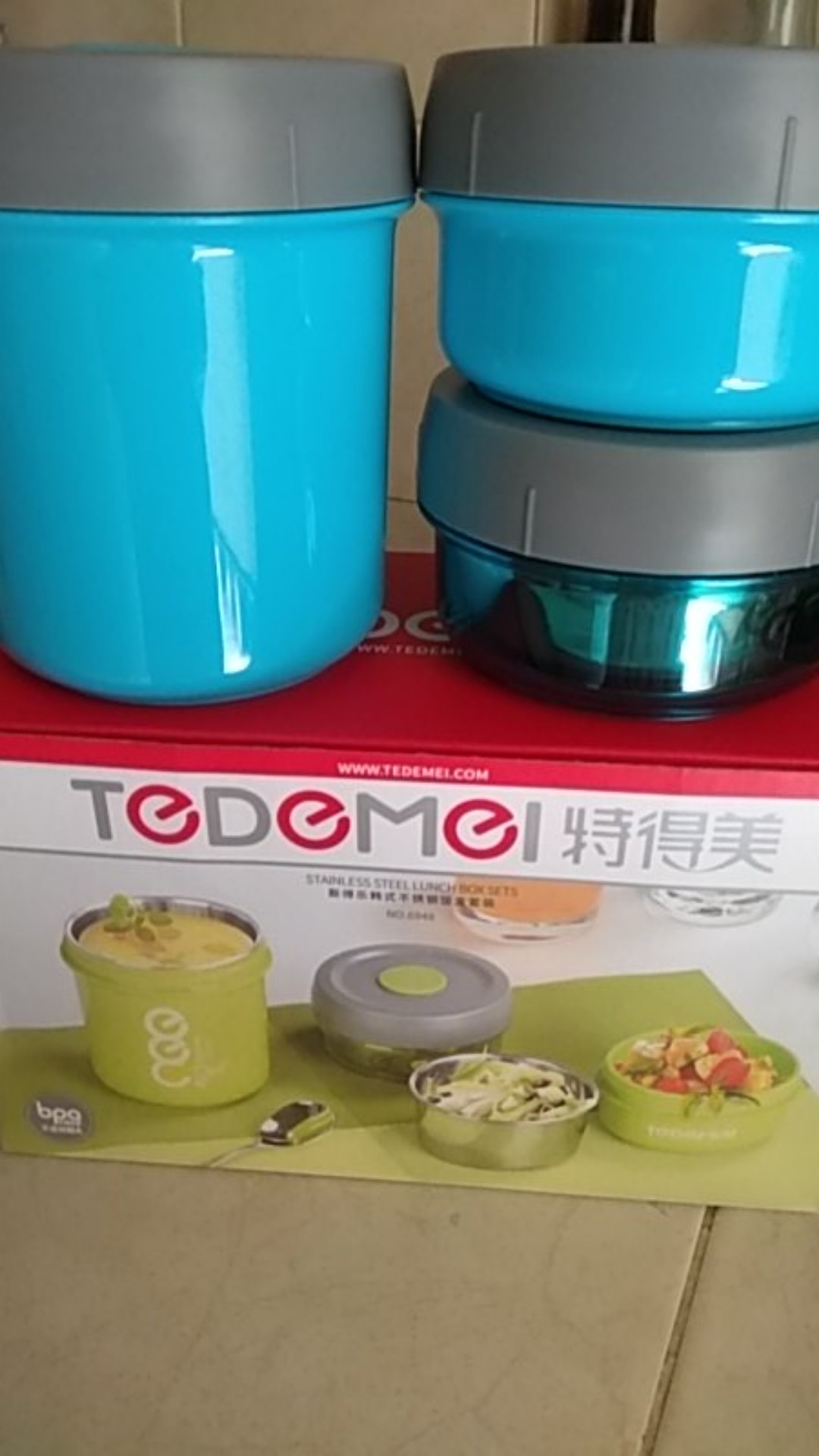 Kotak Makan Tedemei Lunchbox 6948 Set Stainless Steel  / Bpa Free