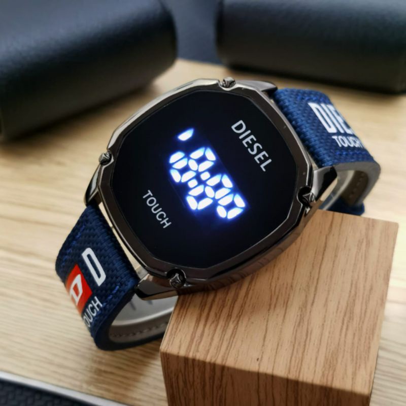 (Y)JAM TANGAN PRIA DIGITAL TOUCH SCREEN LED DIESEL NEW COLLECTION FASHION PRIA TALI KAIN KANVAS PREM
