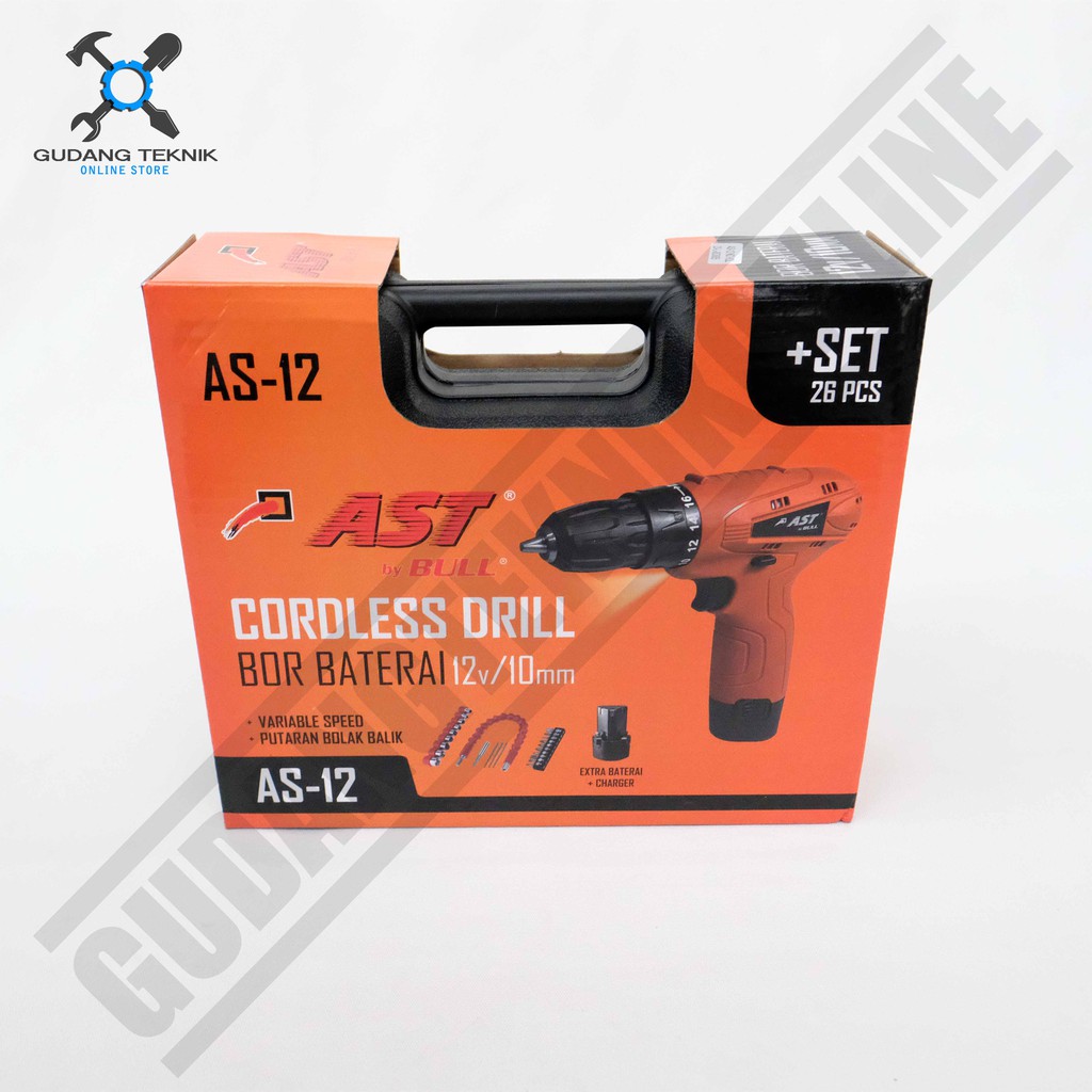 Mesin Bor Cordless AST 12V AS12 - Bor baterai 10mm AST 12 Volt AS-12