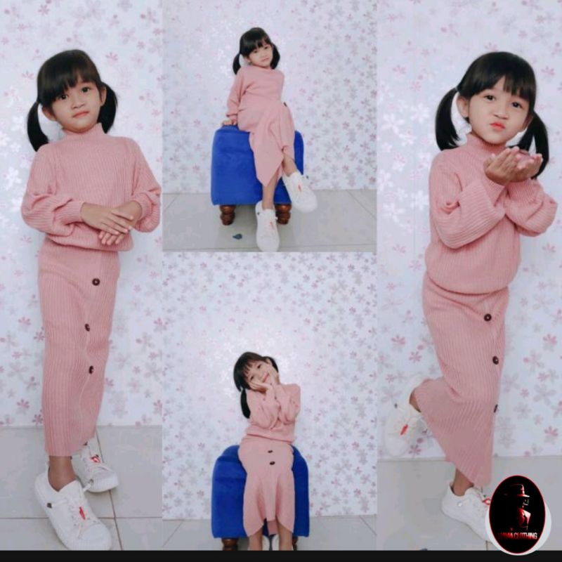 Setelan rajut anak perempuan / Setelan Rok rajut anak / Setelan sweater rajut anak usia 2 - 10tahun