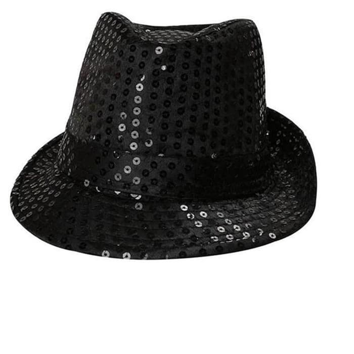 Topi Fedora Glitter aksesoris Lari Kostum