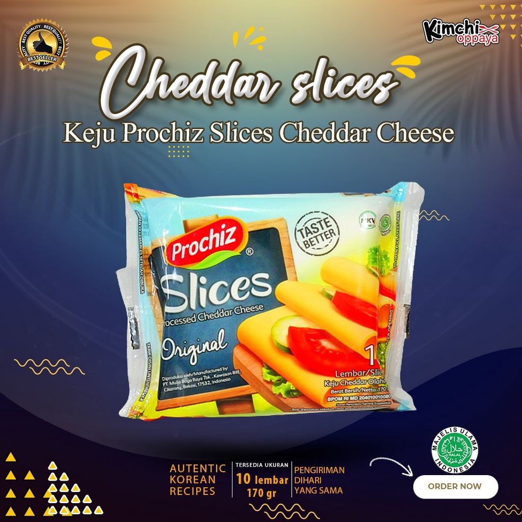 

Keju Prochiz Slices Cheddar Cheese Isi10'S 170 Gram