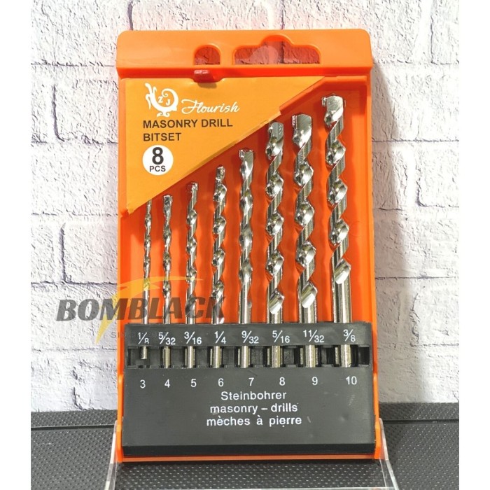 Mata Bor Beton Set 8 Pcs 3mm - 10mm Tembok Masonry Drill Silver OREN
