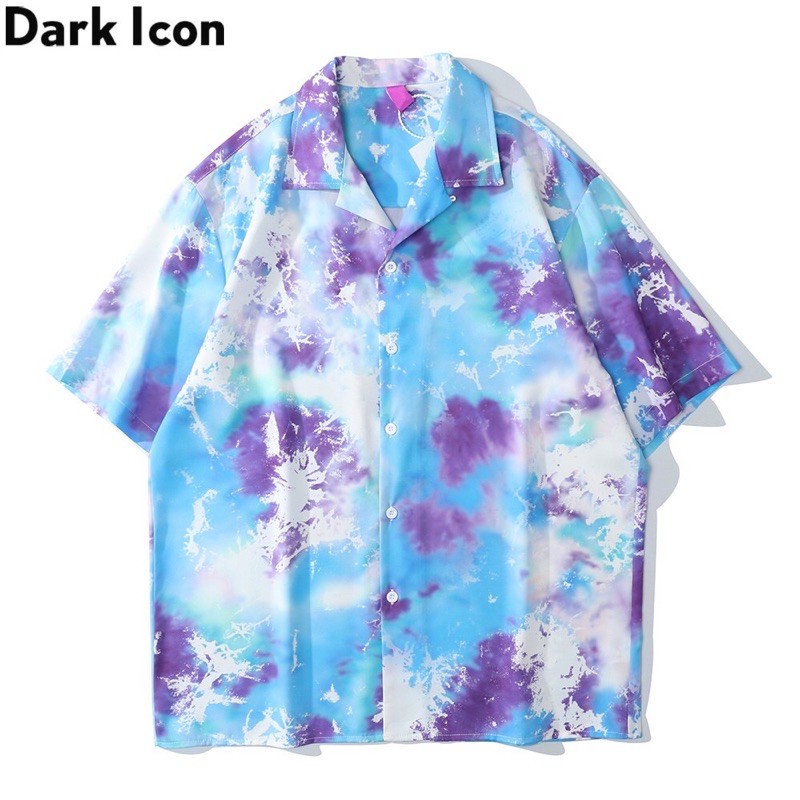 KEMEJA TYE DIE ABSTRAK IMPORT PRIA KOREA JEPANG AMERIKA HAWAI ORIGINAL M-2XL HN12