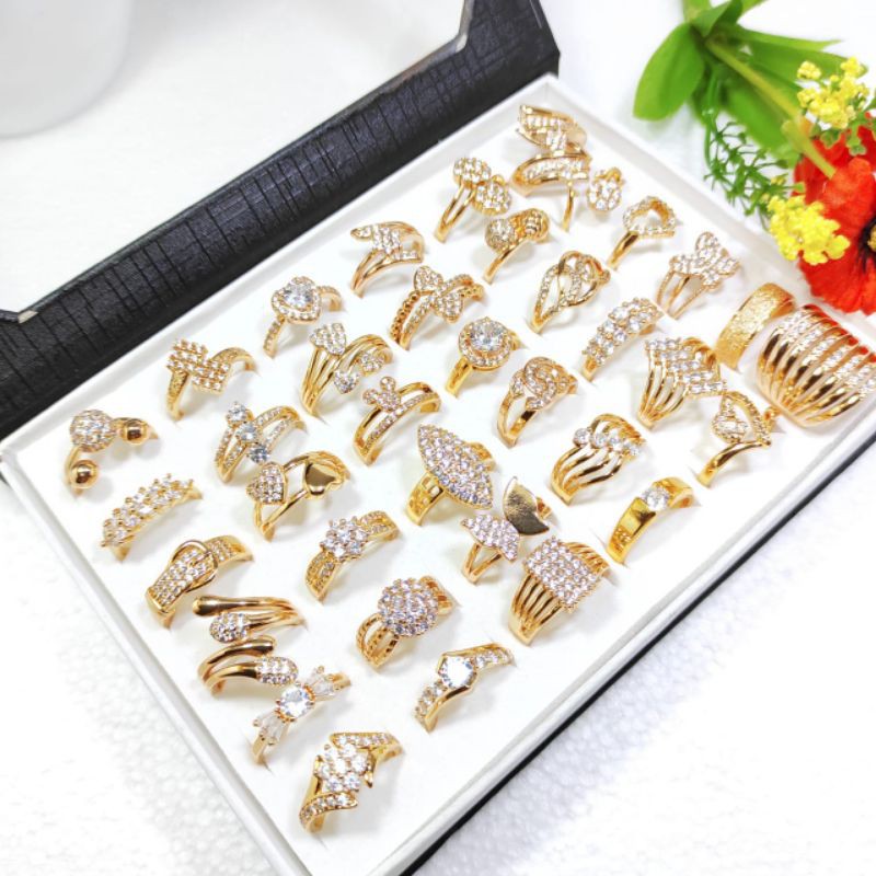 cincin dewasa perhiasan xuping 36PCS dan box cincin cantik