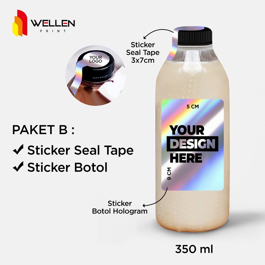 Jual Wellen Print Cetak Sticker Label Botol Hologram Custom Print Stiker Kemasan Botol