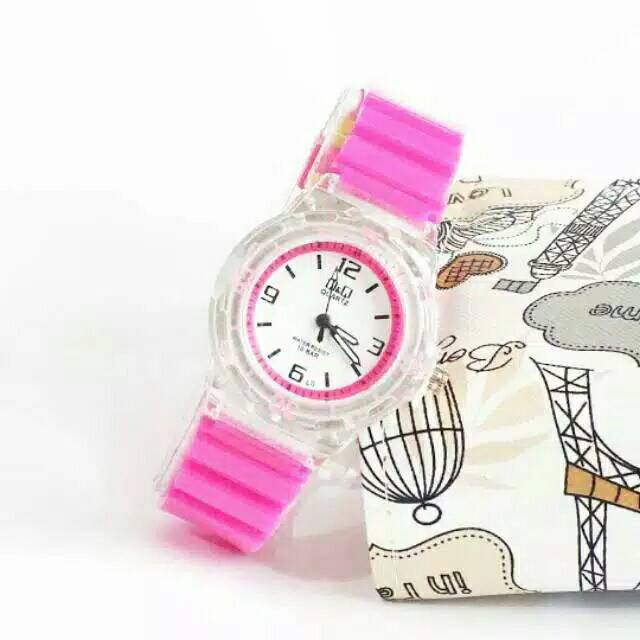 Jam Tangan Wanita Sporty Q&amp;Q Angka Strap Jelly Transparan Small Size