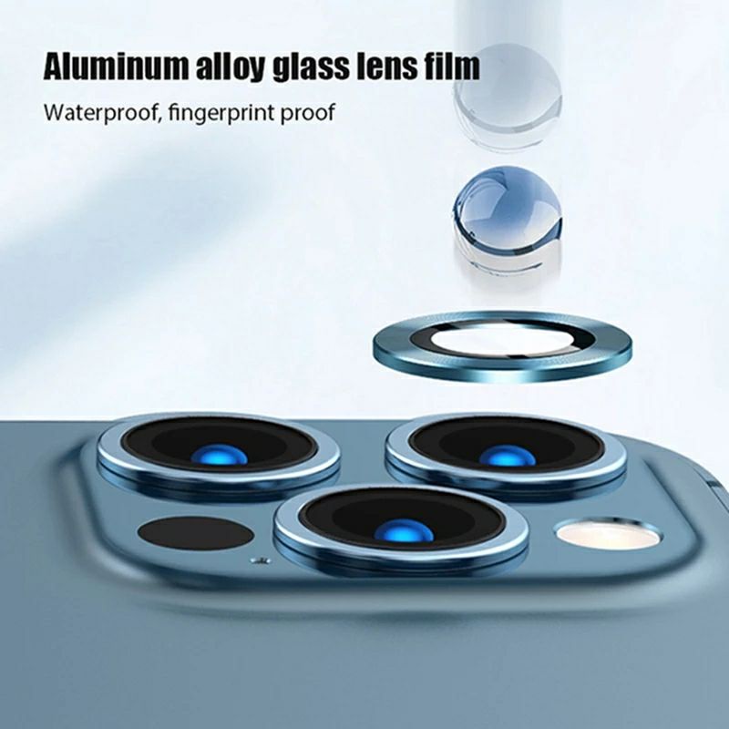 Camera Lens Protector iPhone 13 14 Pro Max Mini Plus Metal Ring Tempered Glass